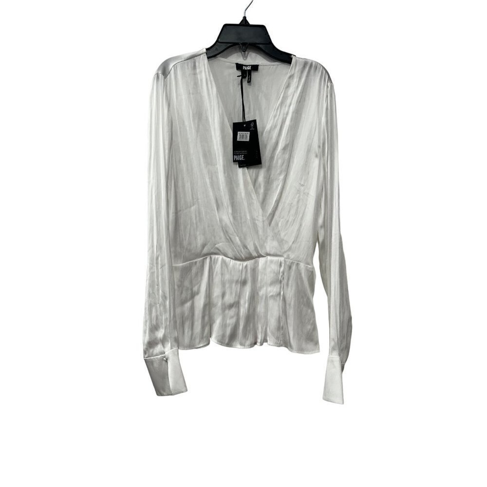 New Paige Size M Kaylynn top Blouse White W1165 Career Work Office **Stains**